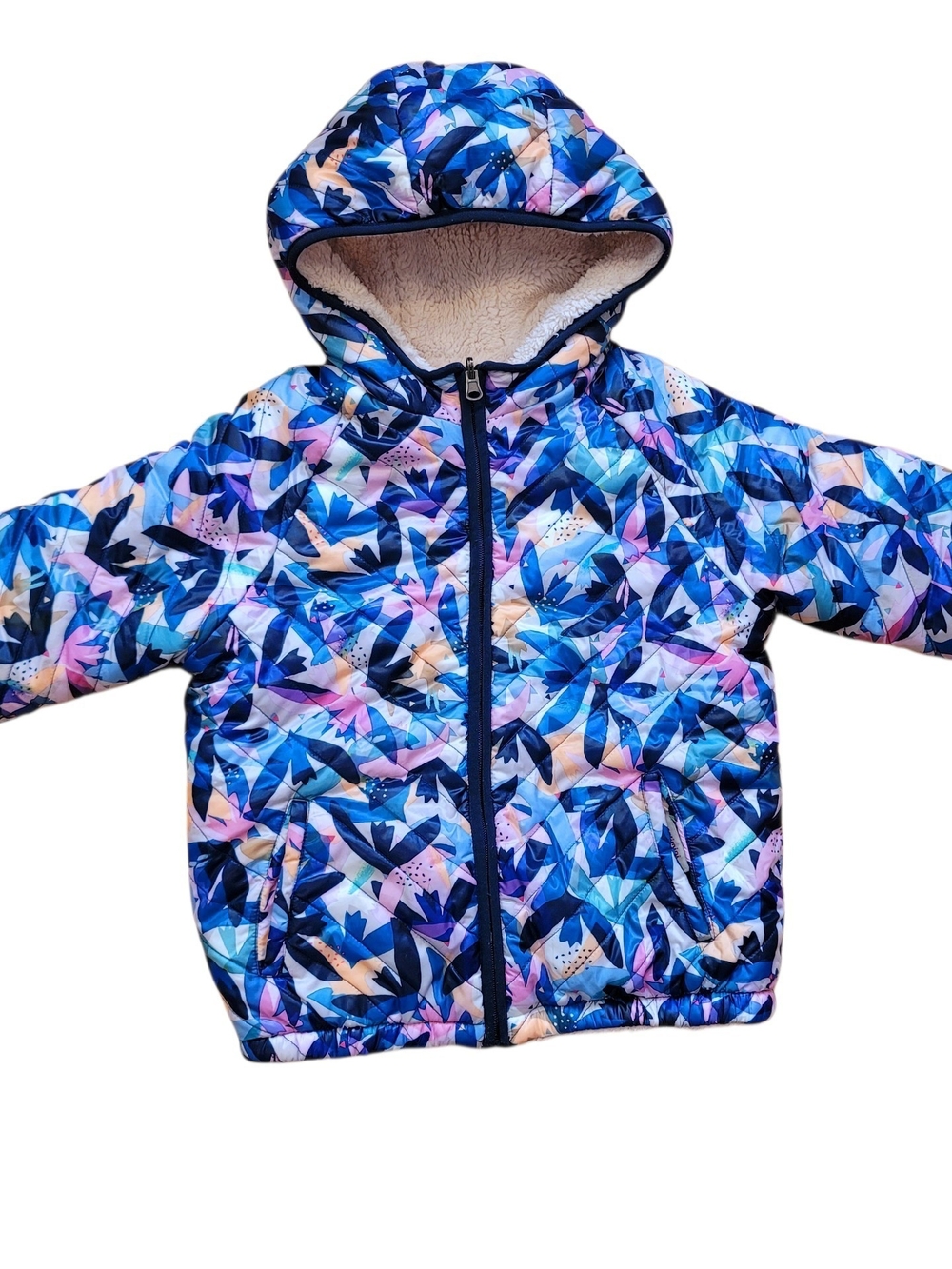 Catimini Multicolor Geometric Hooded Puffer Coat 10y